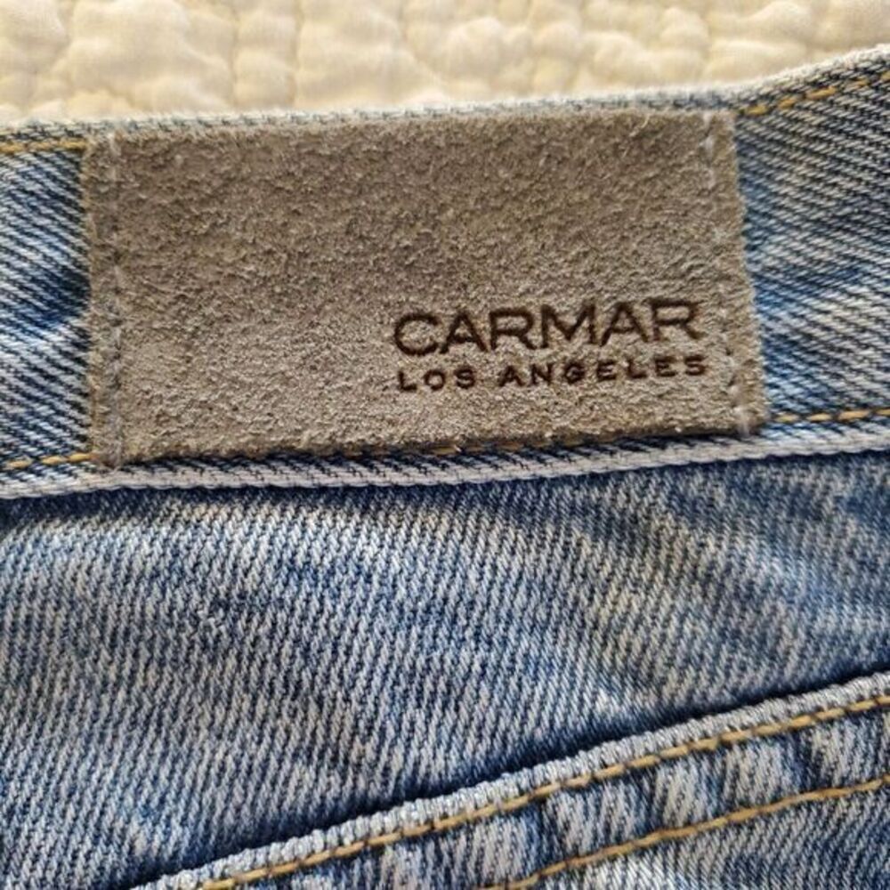 Carmar Jeans Blue High Rise Women 25 LF Distressed Grunge Denim Raw Hem Designer - Picture 5 of 11